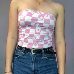 Urban Outfitters Pink & White Tube Top